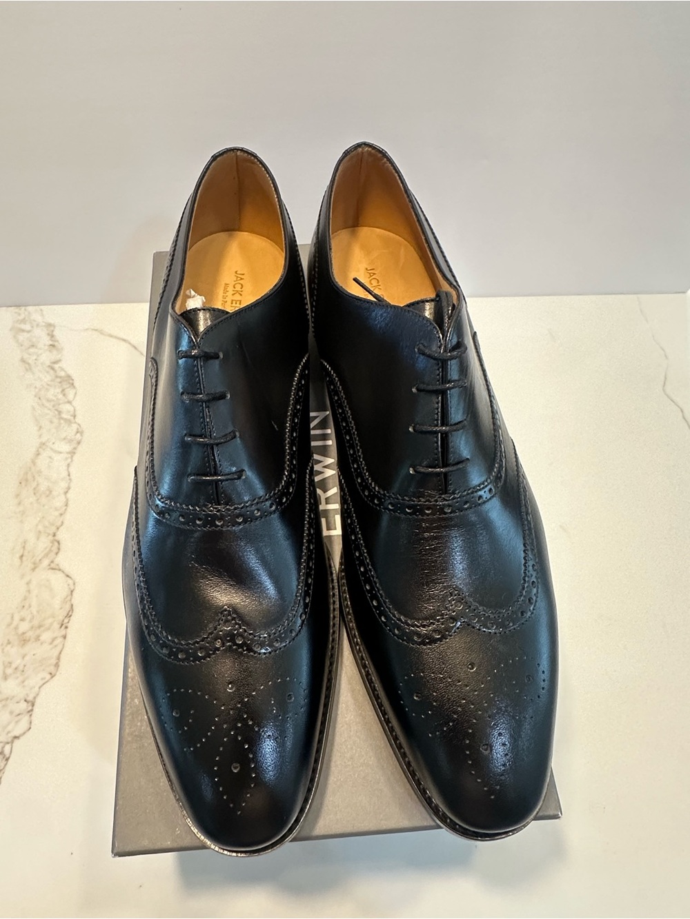 Men's Black Leather Brogue Derby Shoes